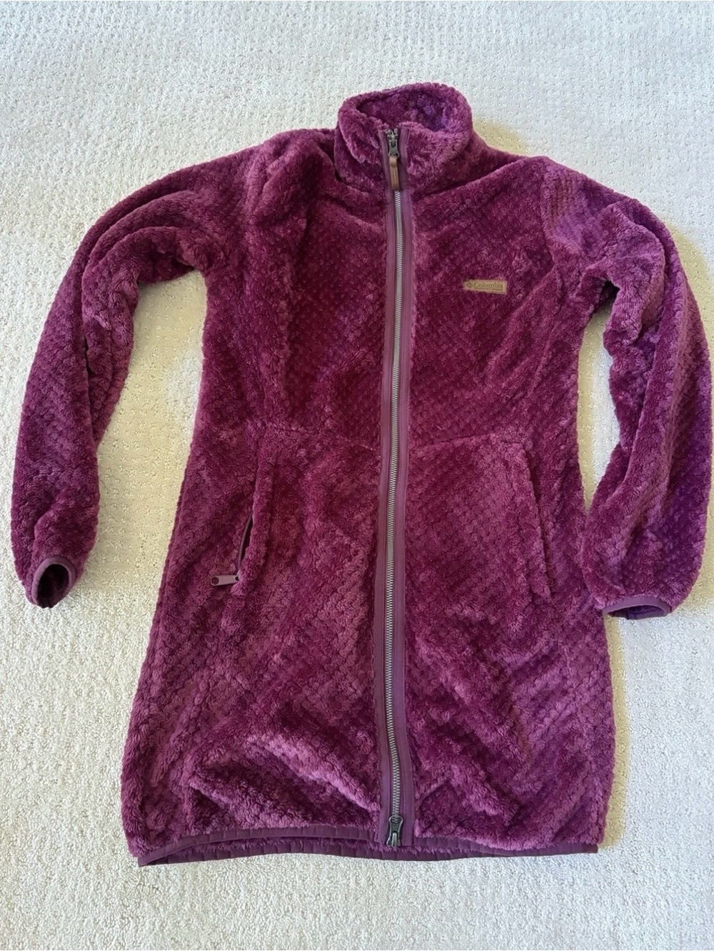 Columbia Fleece Jacket XS Purple Longline Full Zip Gorpcore Cabincore Sporty